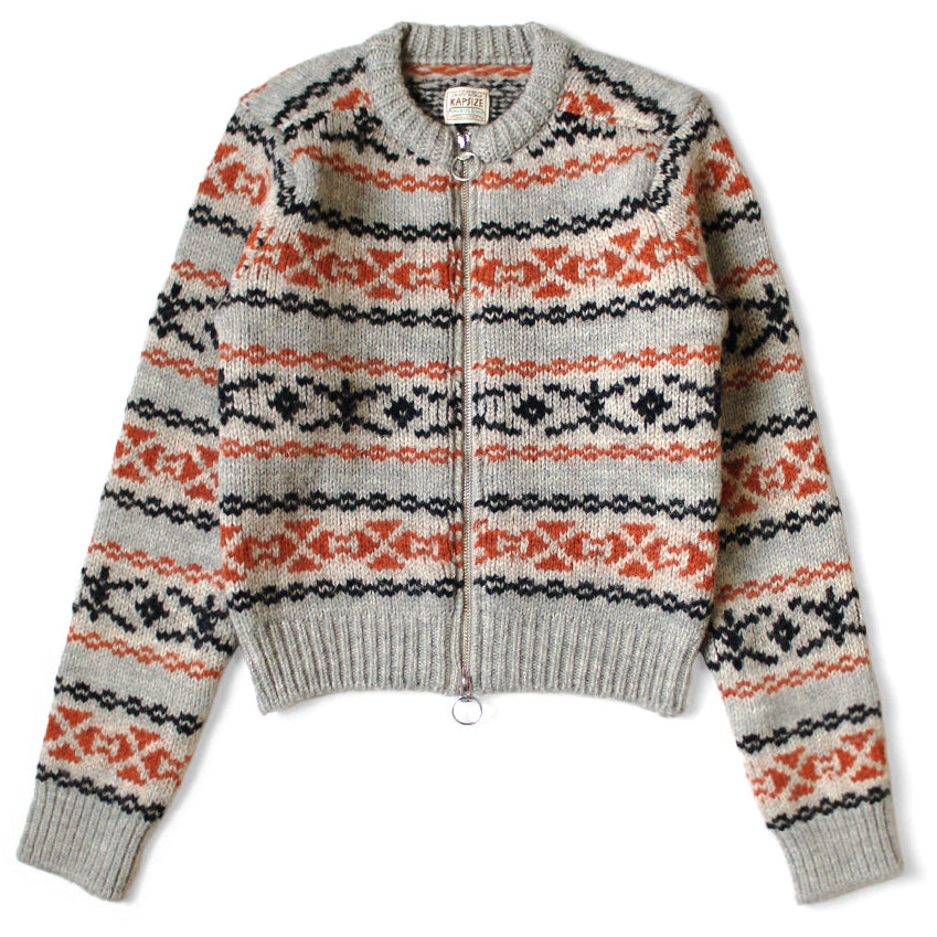 Kapital 3G Wool Yellowknife Fair Isle Zip Short Cardigan