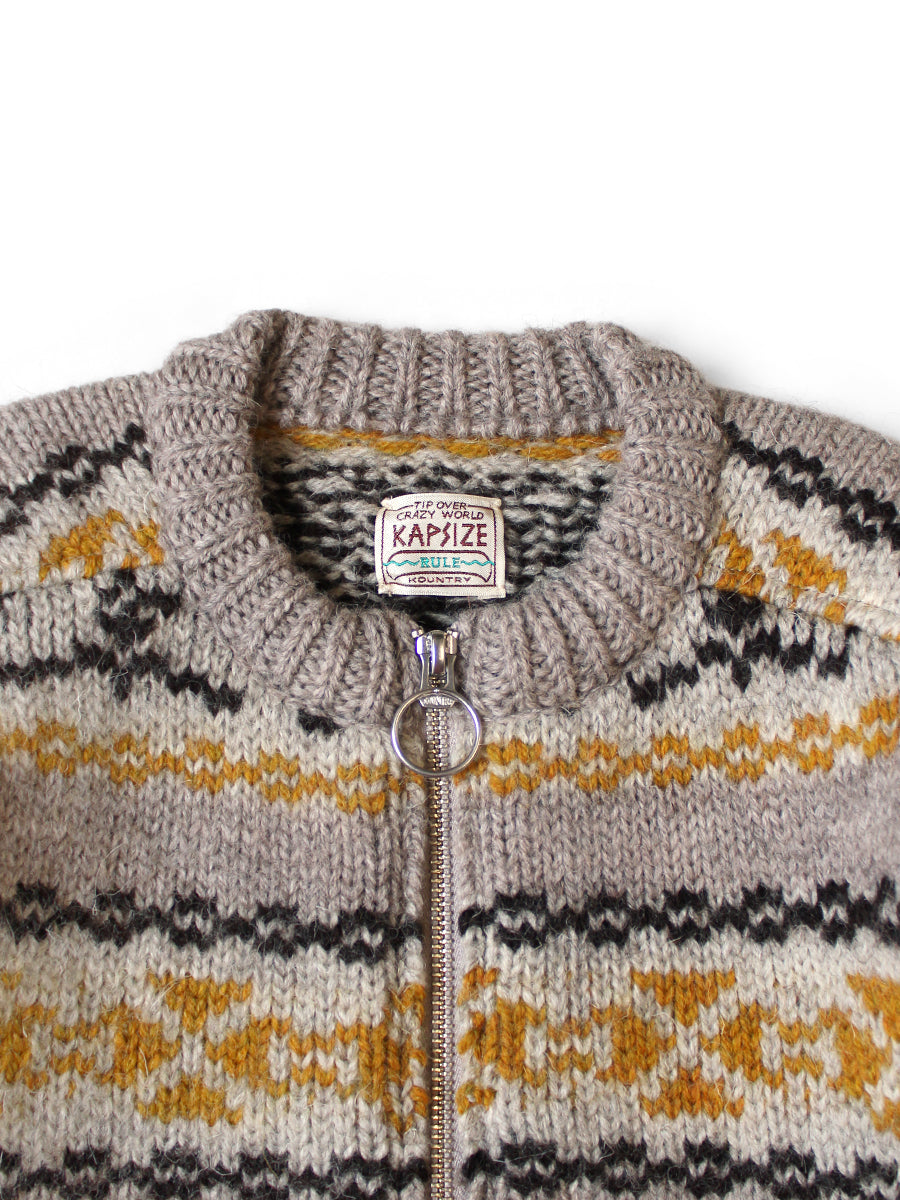 Kapital 3G Wool Yellowknife Fair Isle Zip Short Cardigan