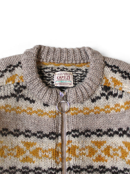 Kapital 3G Wool Yellowknife Fair Isle Zip Short Cardigan