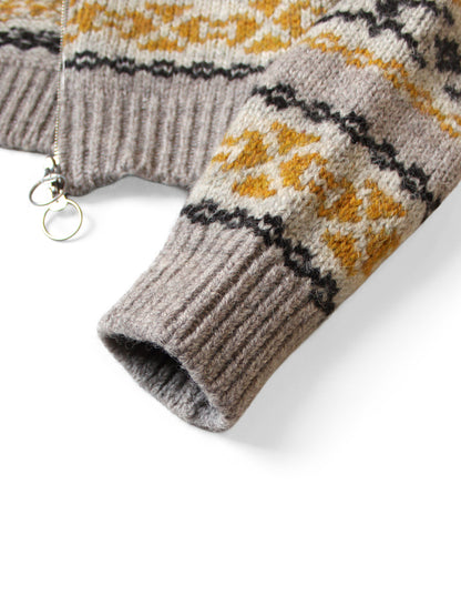 Kapital 3G Wool Yellowknife Fair Isle Zip Short Cardigan