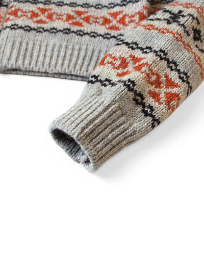 Kapital 3G Wool Yellowknife Fair Isle Zip Short Cardigan