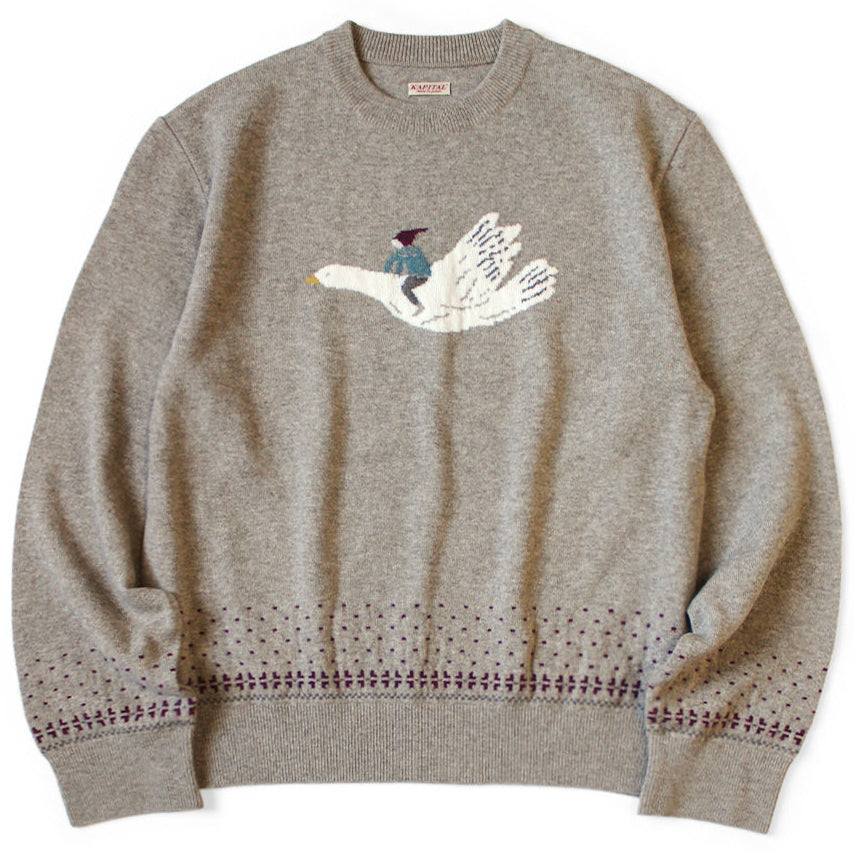Kapital 12G Wool Crew Neck Sweater (Fly Goose)