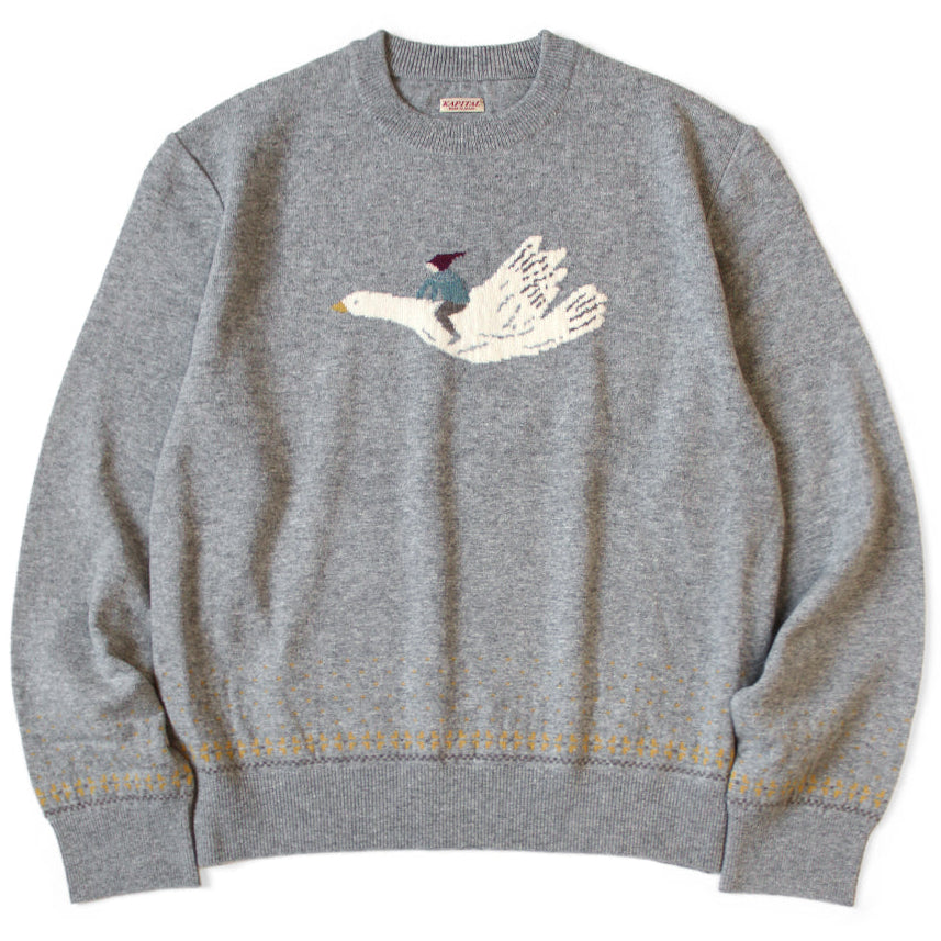 Kapital 12G Wool Crew Neck Sweater (Fly Goose)