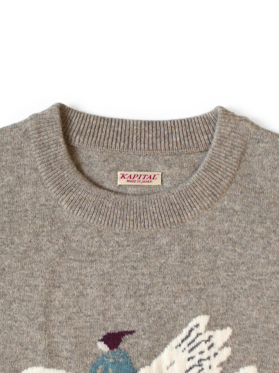 Kapital 12G Wool Crew Neck Sweater (Fly Goose)