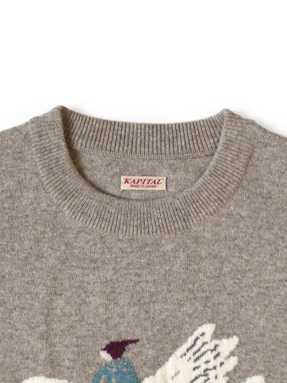 Kapital 12G Wool Crew Neck Sweater (Fly Goose)