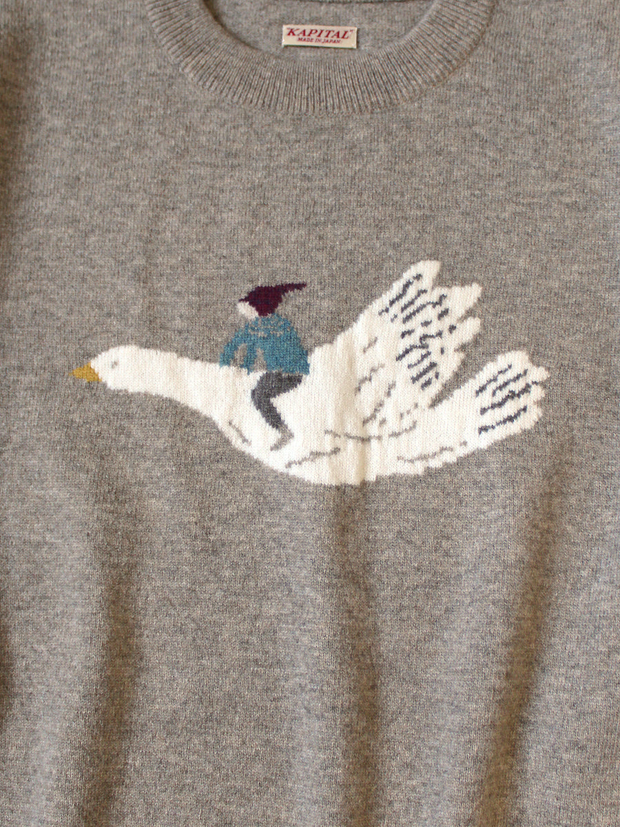 Kapital 12G Wool Crew Neck Sweater (Fly Goose)