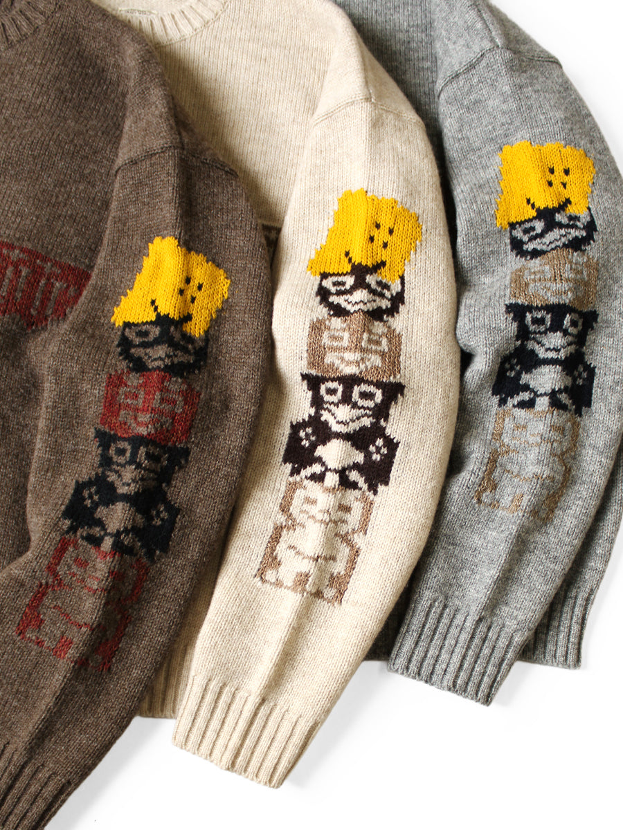Kapital 5G Wool Peckish Totem Pole Crew Sweater