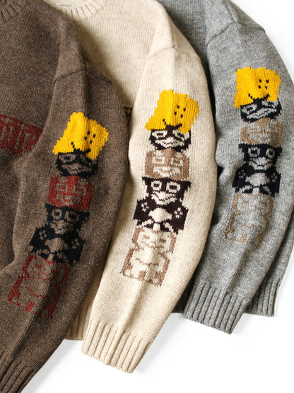 Kapital 5G Wool Peckish Totem Pole Crew Sweater