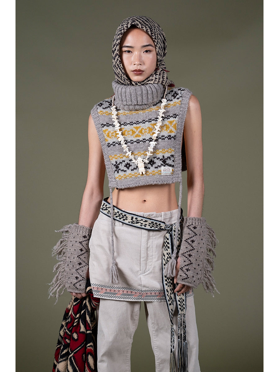 Kapital 3G Yellowknife Fair Isle High Neck Bib Poncho