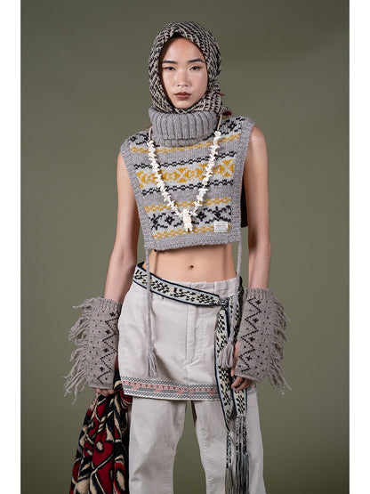 Kapital 3G Yellowknife Fair Isle High Neck Bib Poncho