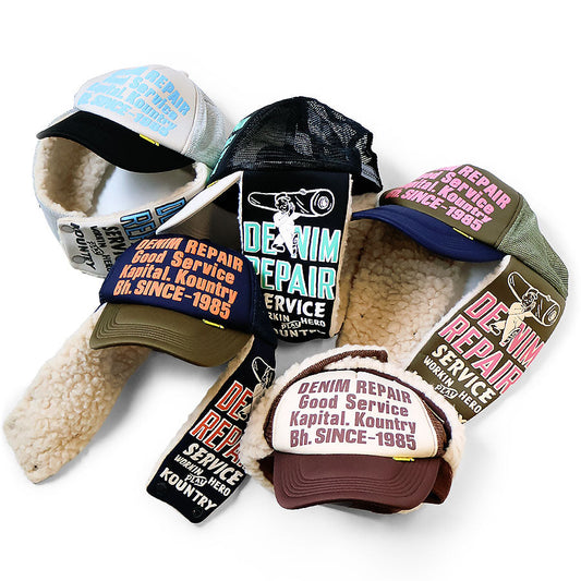 Kapital Denim Repair Service Lumber Trucker Cap