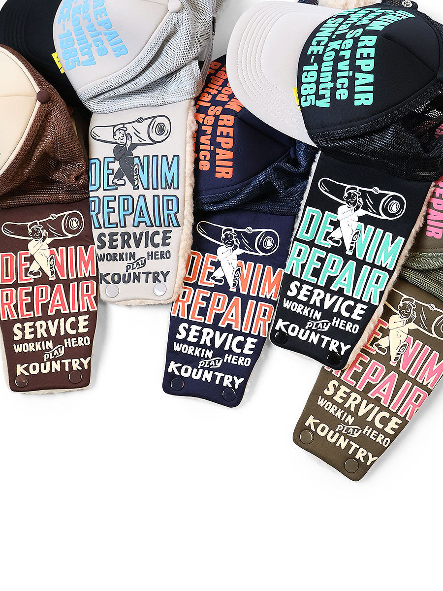 Kapital Denim Repair Service Lumber Trucker Cap