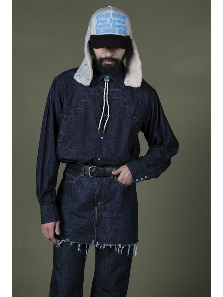 Kapital Denim Repair Service Lumber Trucker Cap