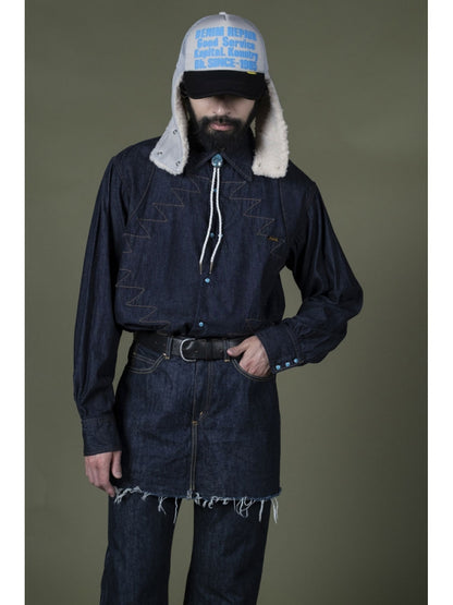 Kapital Denim Repair Service Lumber Trucker Cap