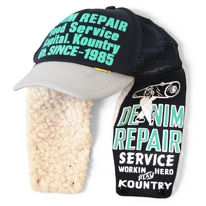 Kapital Denim Repair Service Lumber Trucker Cap