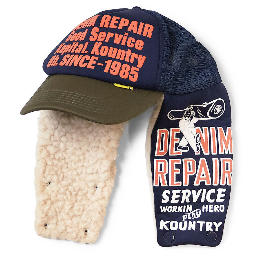 Kapital Denim Repair Service Lumber Trucker Cap