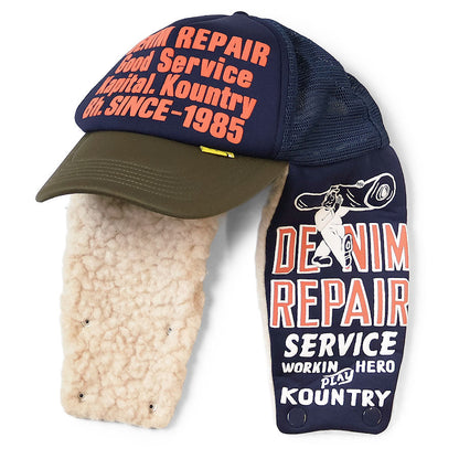 Kapital Denim Repair Service Lumber Trucker Cap