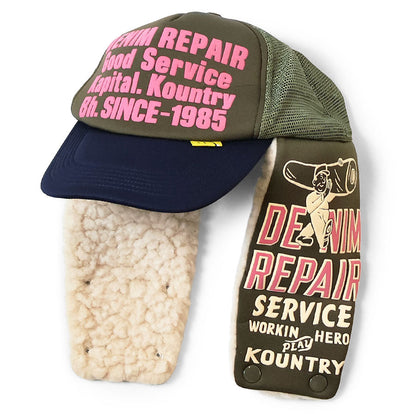 Kapital Denim Repair Service Lumber Trucker Cap