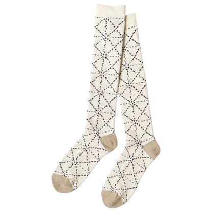 Kapital 84 Strands Of Mohair Yarn Sashiko Knee Socks
