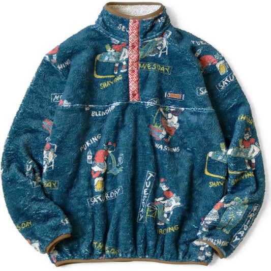 Kapital Kountry Calendar Pattern Snap Fleece