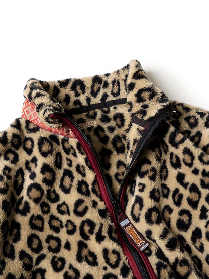 Kapital Leopard Pattern Fleece Zip Jacket Blouson