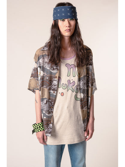 Kapital Silk Rayon Tibe-Lympic Train Print Aloha Shirt