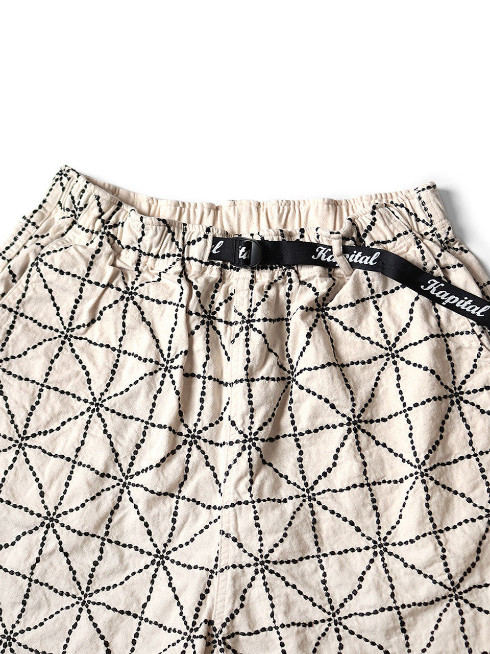 Kapital 8oz Color Denim FOLK-DOJO Embroidered Easy Shorts