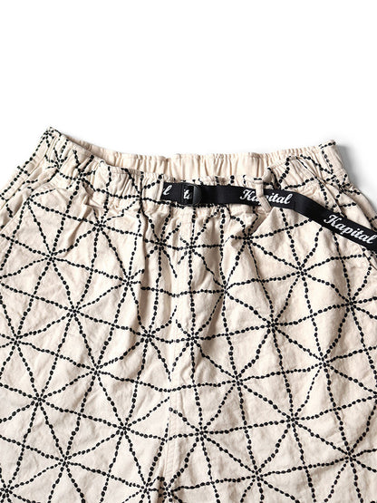 Kapital 8oz Color Denim FOLK-DOJO Embroidered Easy Shorts