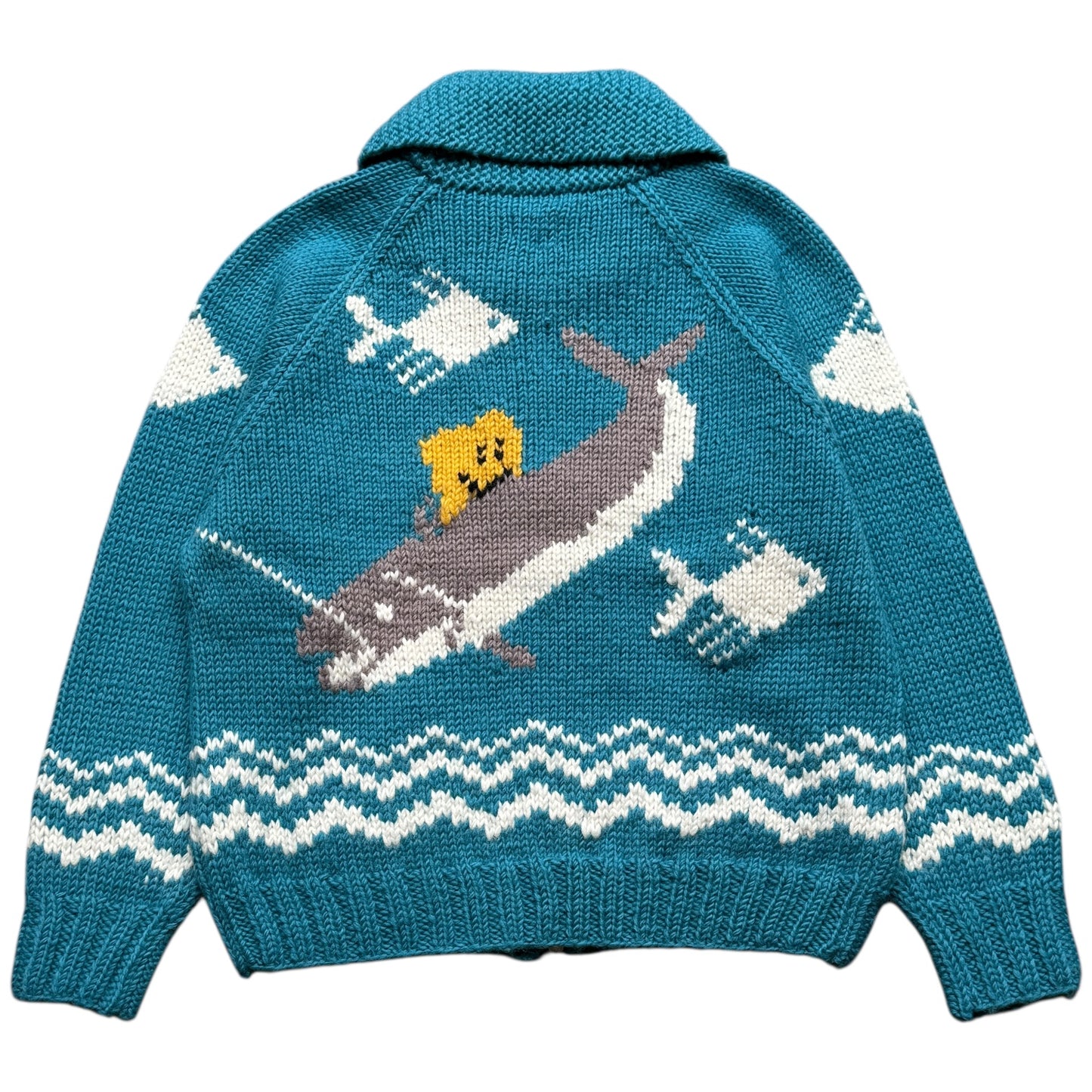 Kapital Cowichan Hand Knit Peckish Rainbowy Trout Zip Cardigan