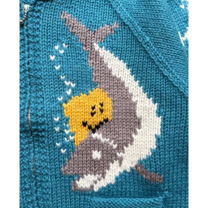 Kapital Cowichan Hand Knit Peckish Rainbowy Trout Zip Cardigan