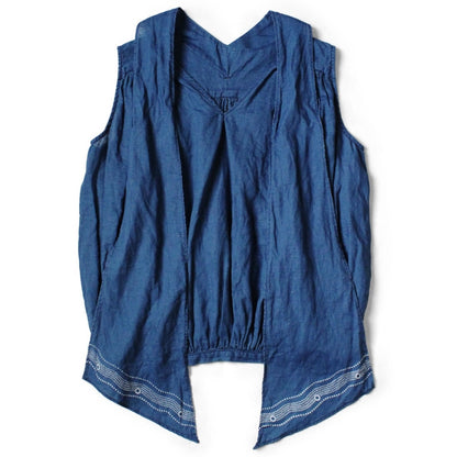 Kapital French Cross Linen 2-Way Choker Cami (Souffle Crest Print)