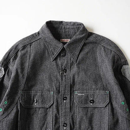 Kapital Heather Chambray 2Tone Bone Patch Ventilator Work Shirt