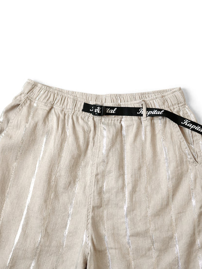 Kapital Linen Glitter Phillies Stripe Easy Shorts