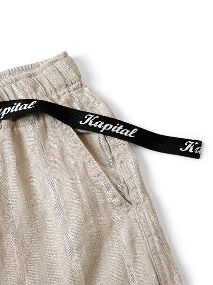 Kapital Linen Glitter Phillies Stripe Easy Shorts