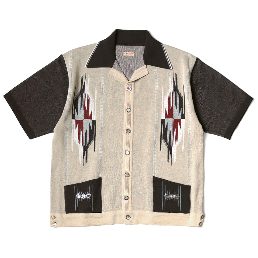 Kapital 12G Cotton Knit Chimayo Pattern Aloha Polo