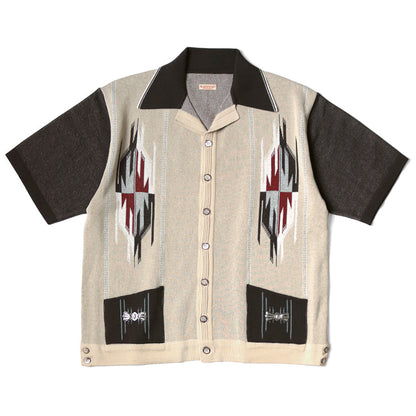 Kapital 12G Cotton Knit Chimayo Pattern Aloha Polo