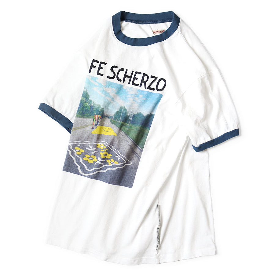 Kapital Tenjiku Ringer T-Shirt (Life Scherzo Road Sign Painter Print)