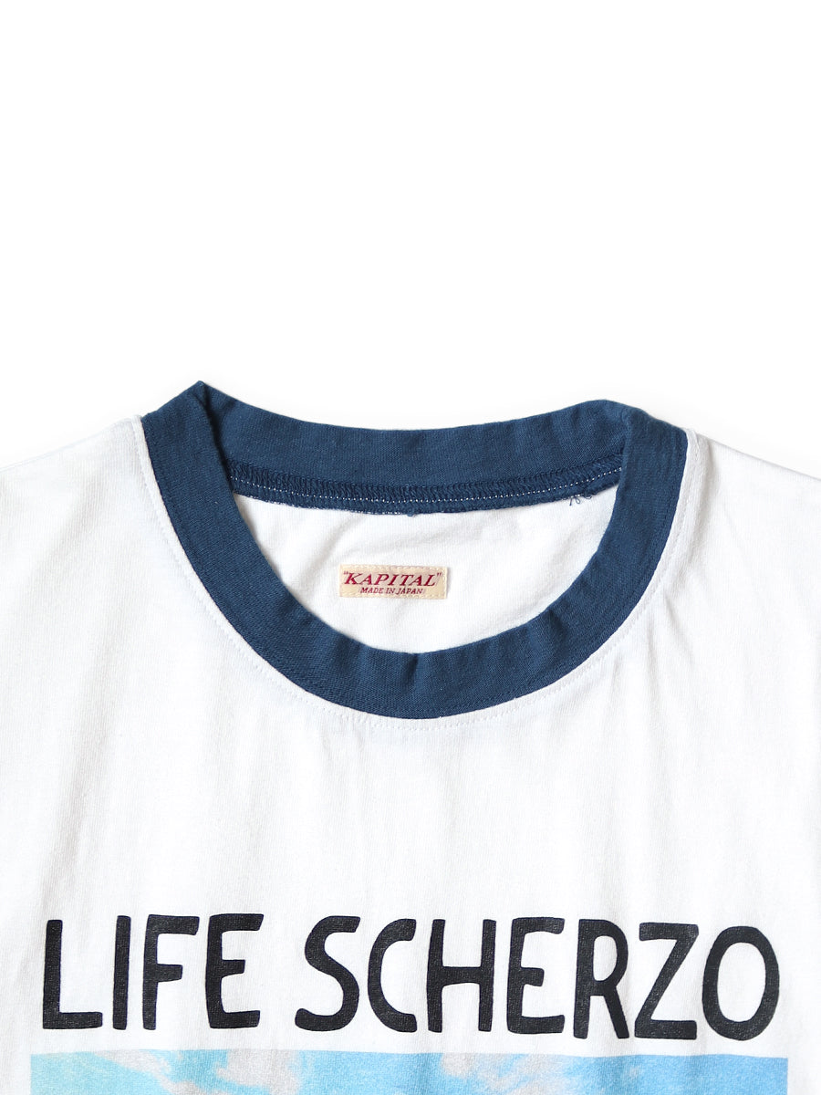 Kapital Tenjiku Ringer T-Shirt (Life Scherzo Road Sign Painter Print)