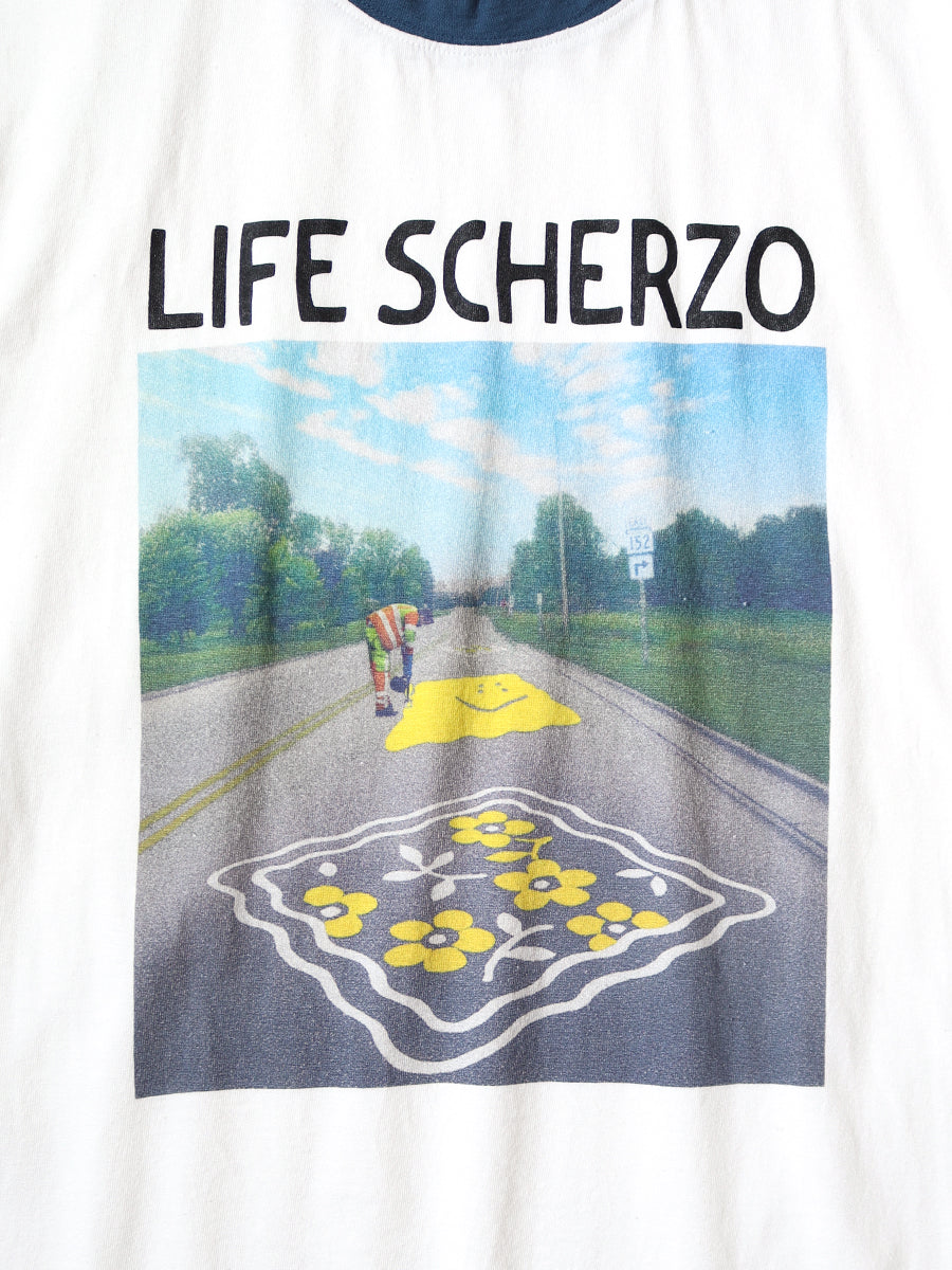 Kapital Tenjiku Ringer T-Shirt (Life Scherzo Road Sign Painter Print)