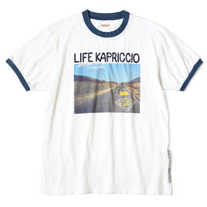 Kapital Tenjiku Ringer T-Shirt (Life Kapriccio Road Sign Painter Print)