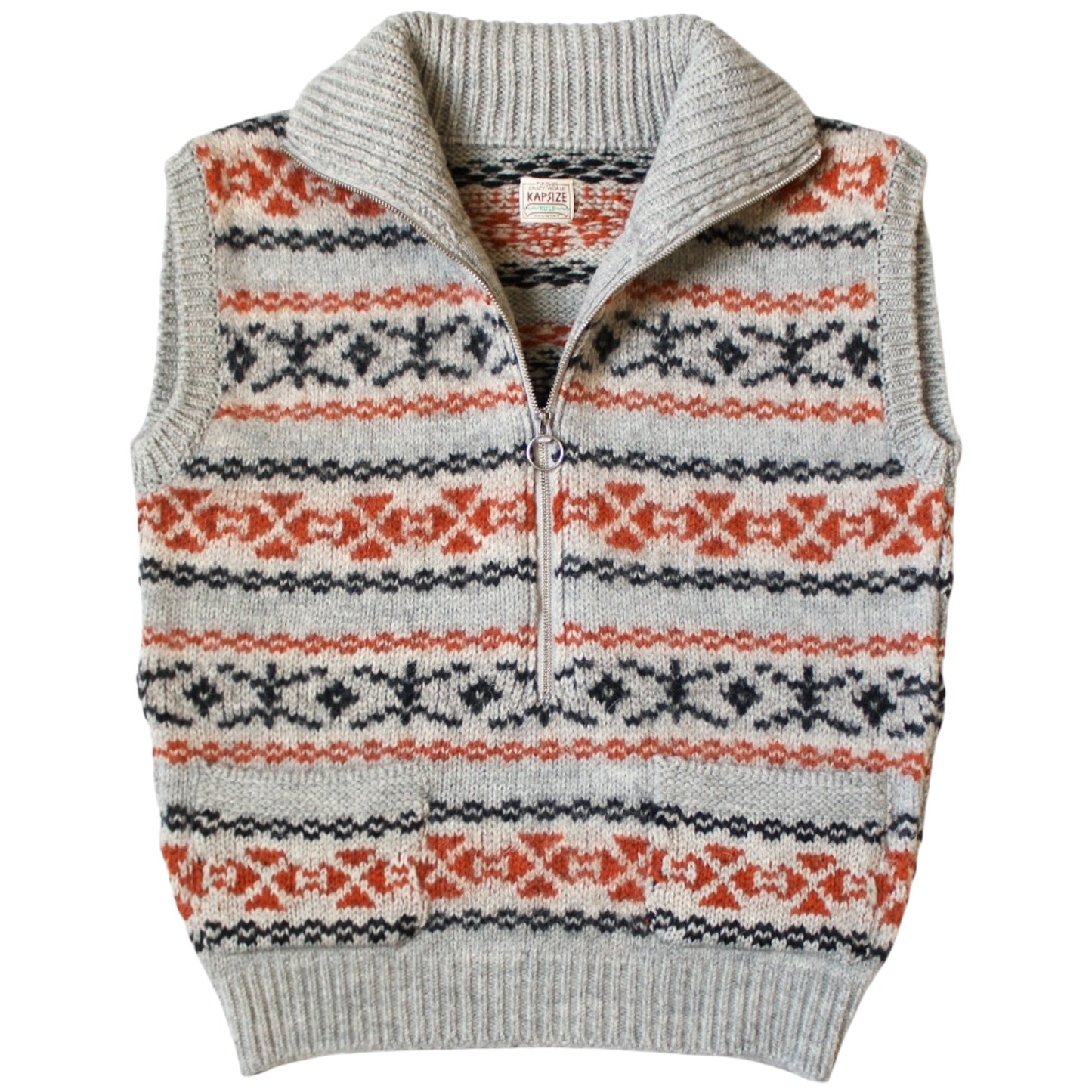 Kapital 3G Wool Yellowknife Fair Isle Half Zip Vest