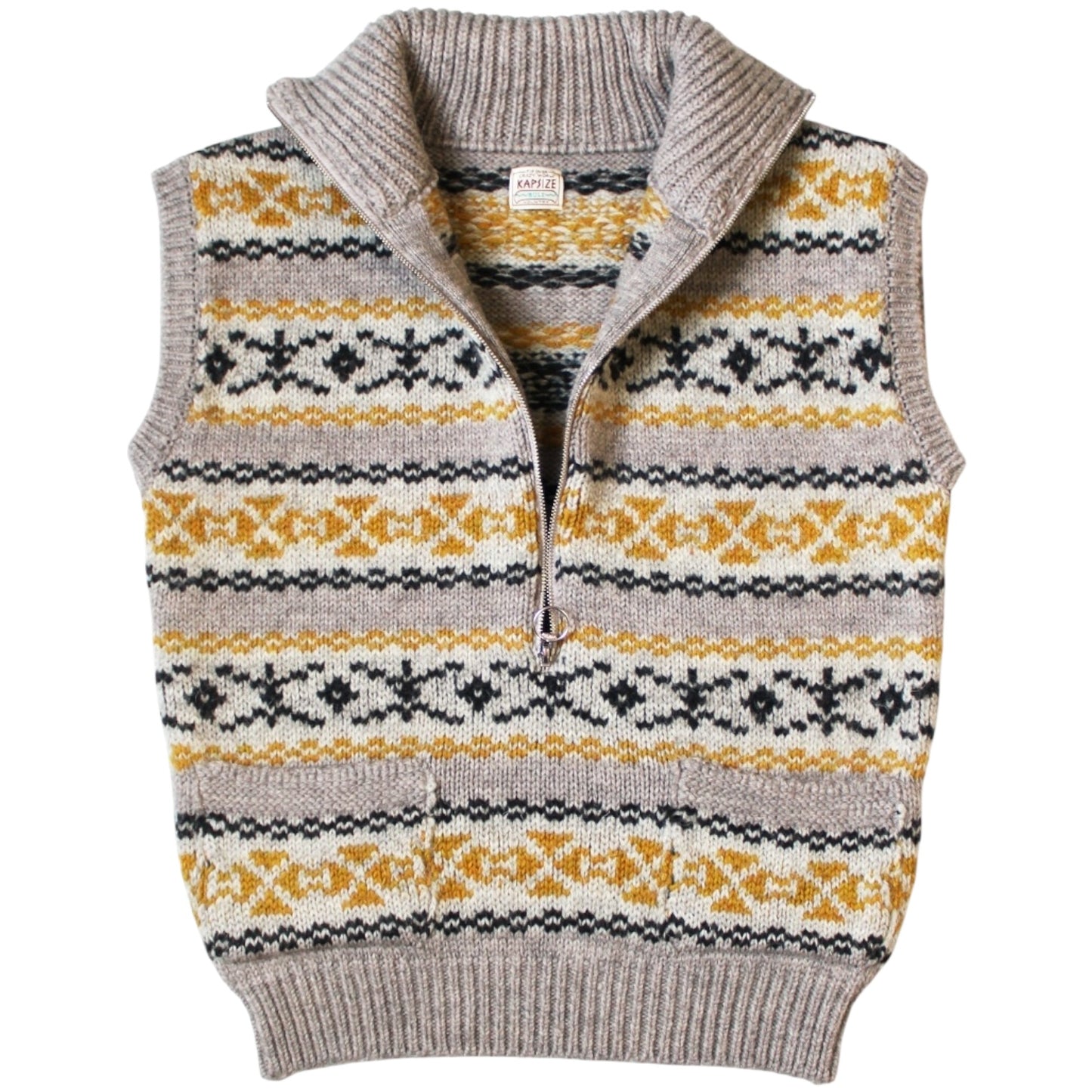 Kapital 3G Wool Yellowknife Fair Isle Half Zip Vest