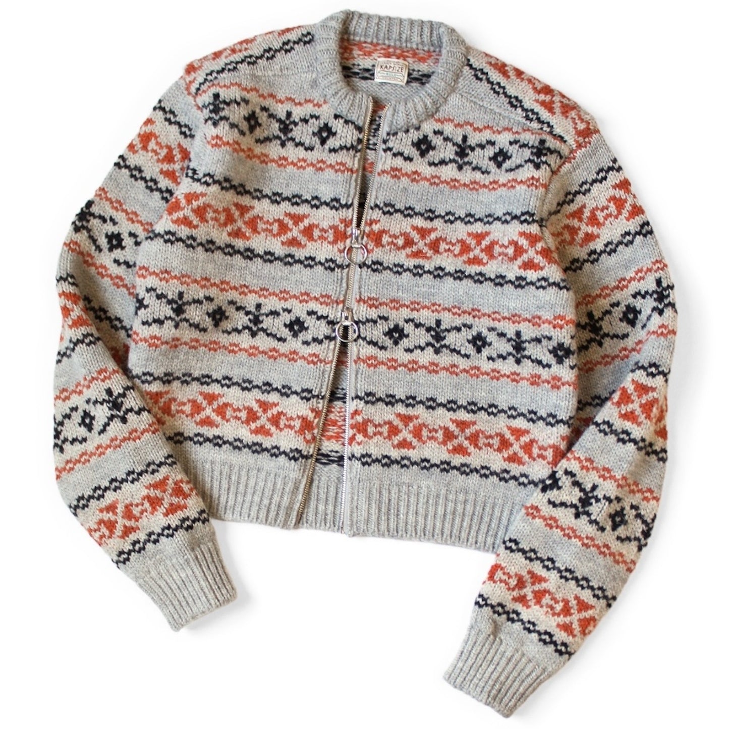 Kapital 3G Wool Yellowknife Fair Isle Zip Short Cardigan