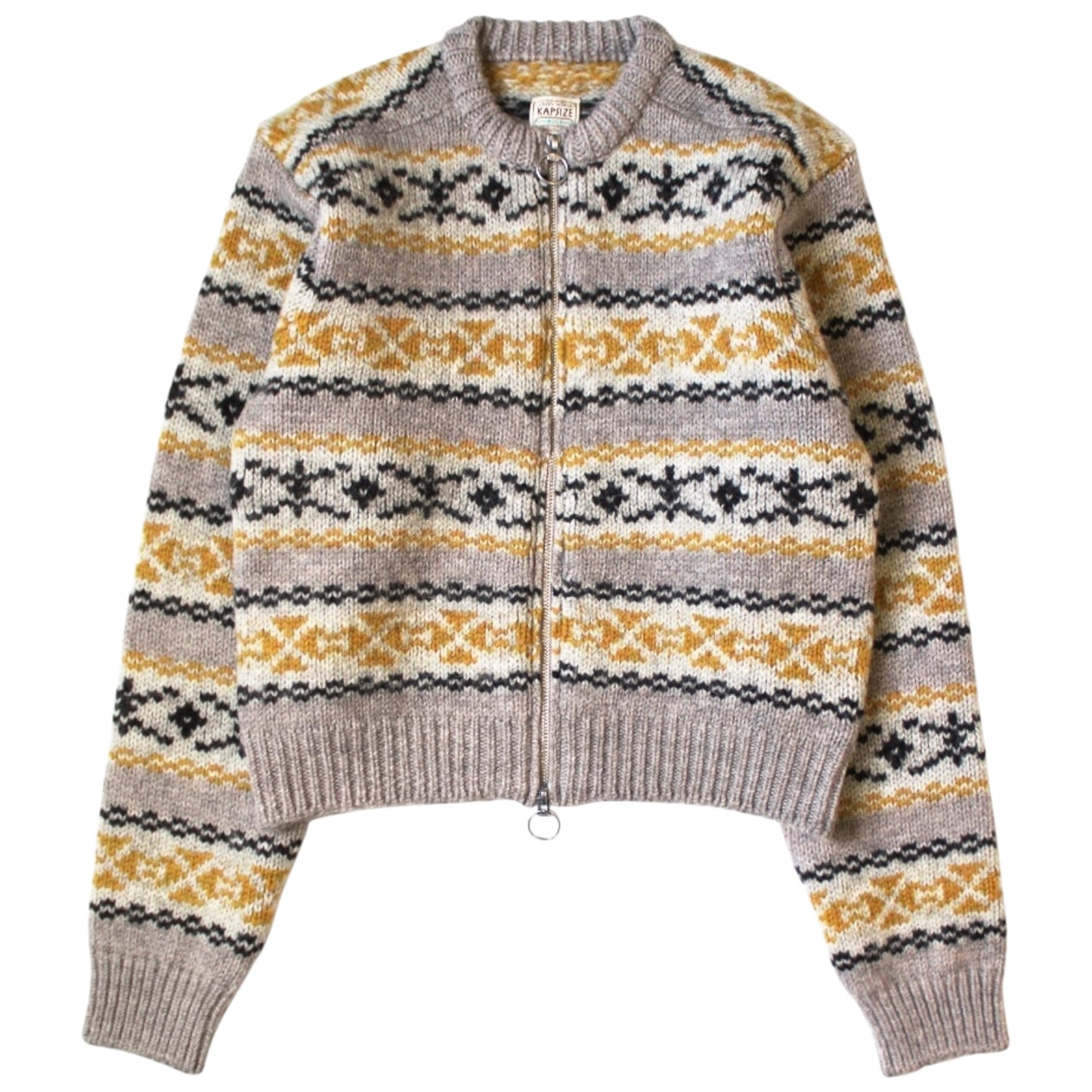Kapital 3G Wool Yellowknife Fair Isle Zip Short Cardigan