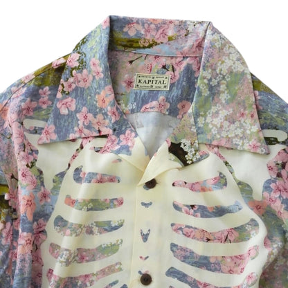 Kapital Rayon Sakura Bone Print Aloha Shirt