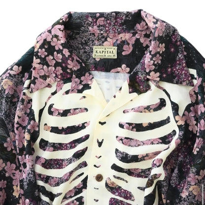 Kapital Rayon Sakura Bone Print Aloha Shirt