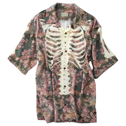 Kapital Rayon Sakura Bone Print Aloha Shirt