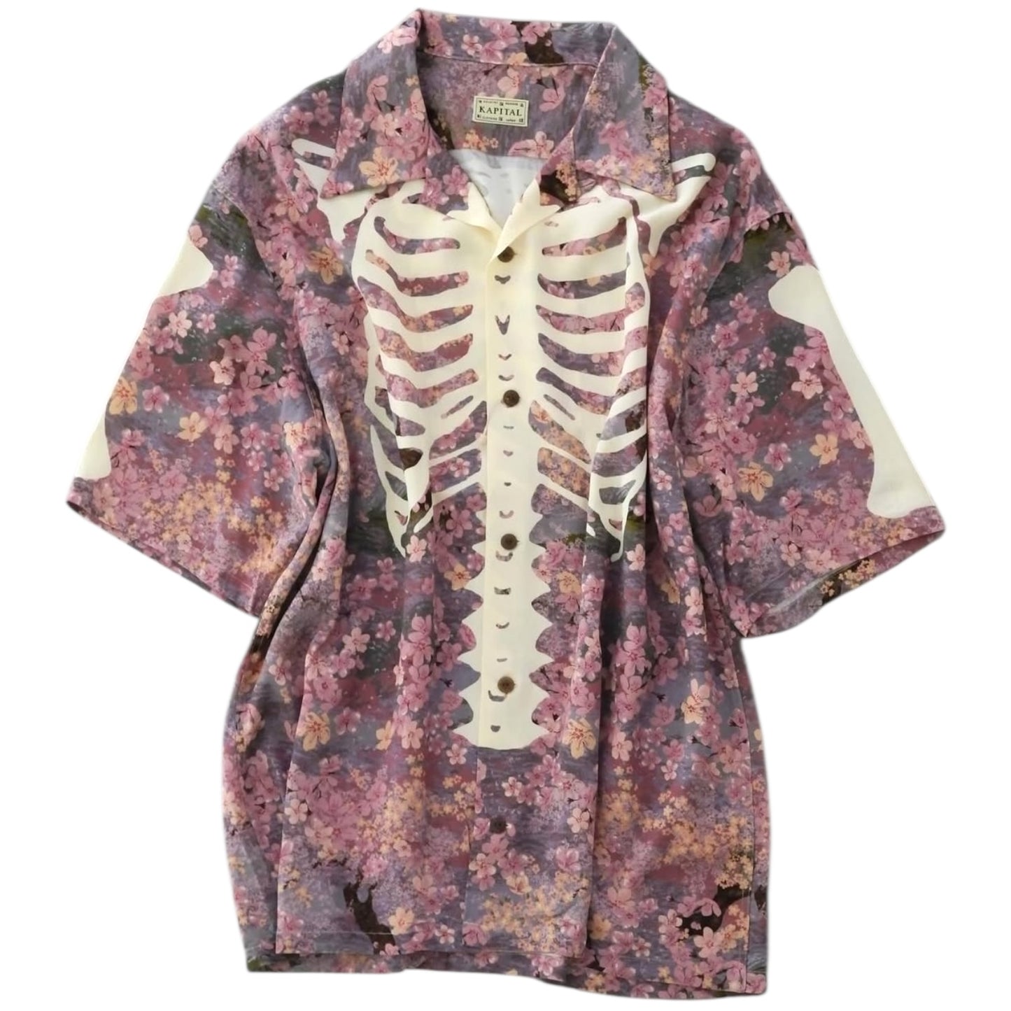 Kapital Rayon Sakura Bone Print Aloha Shirt