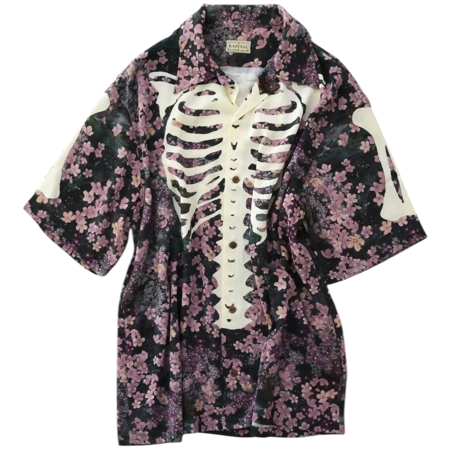 Kapital Rayon Sakura Bone Print Aloha Shirt