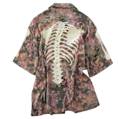 Kapital Rayon Sakura Bone Print Aloha Shirt